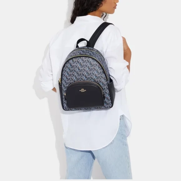 Coach Monogram backpack Navy Coach Monogram Denim Backpack In Navy Blue - 50% Off  main image 2